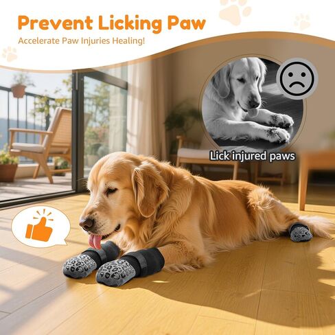 PICK FOR LIFE Non Slip Dog Socks with Grippers Prevent from Licking Paws,Anti-Slip Dogs Grip Socks for Senior Dogs on Hardwood Floor(Grey,2Pairs,L) in Saudi Arabia