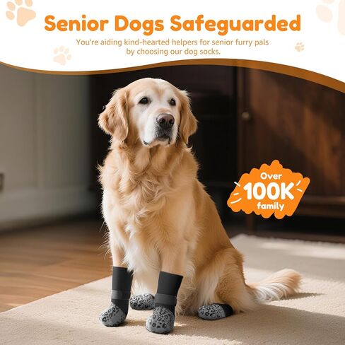 PICK FOR LIFE Non Slip Dog Socks with Grippers Prevent from Licking Paws,Anti-Slip Dogs Grip Socks for Senior Dogs on Hardwood Floor(Grey,2Pairs,L) in Saudi Arabia