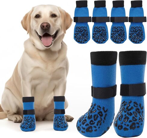 PICK FOR LIFE Non Slip Dog Socks with Grippers Prevent from Licking Paws,Anti-Slip Dogs Grip Socks for Senior Dogs on Hardwood Floor(Grey,2Pairs,L) in Saudi Arabia