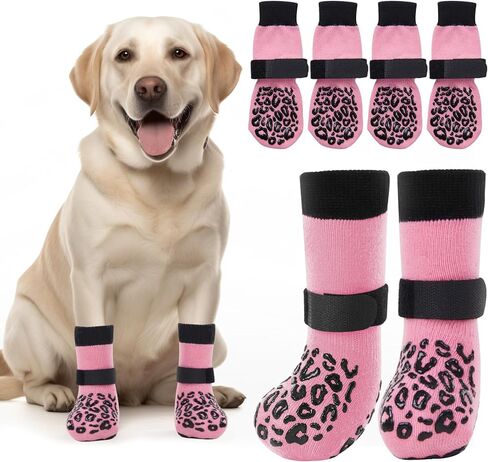 PICK FOR LIFE Non Slip Dog Socks with Grippers Prevent from Licking Paws,Anti-Slip Dogs Grip Socks for Senior Dogs on Hardwood Floor(Grey,2Pairs,L) in Saudi Arabia