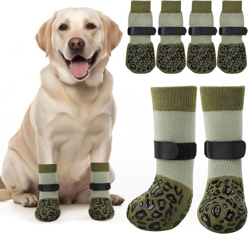 PICK FOR LIFE Non Slip Dog Socks with Grippers Prevent from Licking Paws,Anti-Slip Dogs Grip Socks for Senior Dogs on Hardwood Floor(Grey,2Pairs,L) in Saudi Arabia