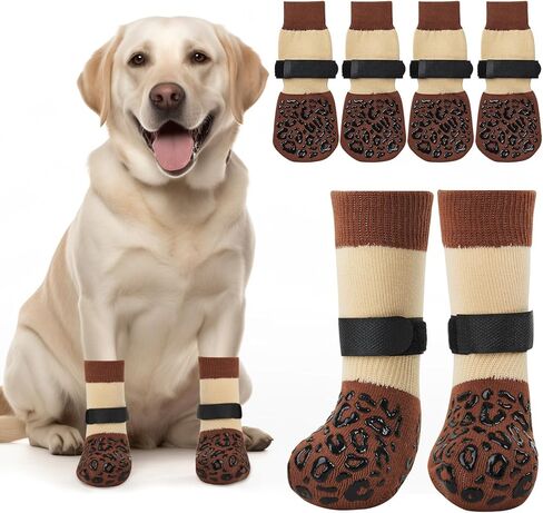PICK FOR LIFE Non Slip Dog Socks with Grippers Prevent from Licking Paws,Anti-Slip Dogs Grip Socks for Senior Dogs on Hardwood Floor(Grey,2Pairs,L) in Saudi Arabia