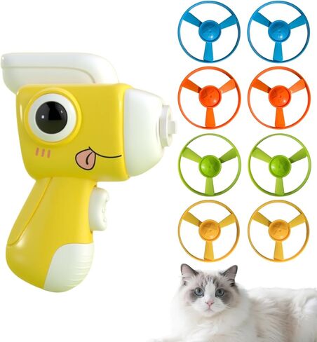 Cat Toy Launcher,Cat Fetch Toy & Hunting Toys for Indoor Cats,Cat Toys Set with 8 Launch Discs,Funny Interactive Cat Toys for Bored Indoor Cats in Kuwait