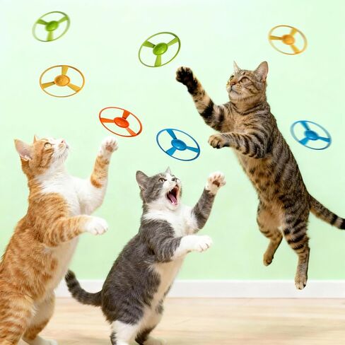 Cat Toy Launcher,Cat Fetch Toy & Hunting Toys for Indoor Cats,Cat Toys Set with 8 Launch Discs,Funny Interactive Cat Toys for Bored Indoor Cats in Kuwait