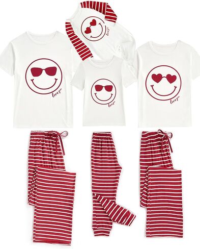 MOSSRIVER Family Pjs مطابقة مجموعات قصيرة الأكمام الجرافيك القمم عطلة قمصان لطيف منامة فستان أطفال مع سروال داخلي عطلة ملابس الصيف in Kuwait