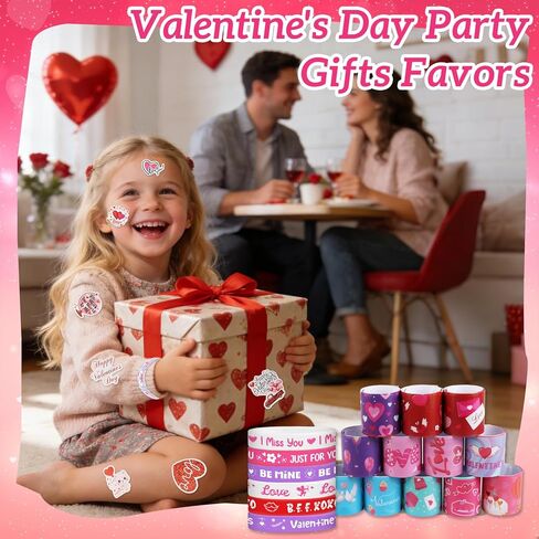 98Pcs Valentines Party Favors Gifts for Men Women - Valentines Exchange Gifts with Slap Bracelets Rubber Bracelets Stickers - Valentine's School Classroom Party Gift - Goodie Bag Stuffer in Saudi Arabia