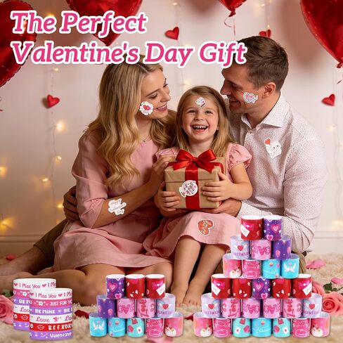 98Pcs Valentines Party Favors Gifts for Men Women - Valentines Exchange Gifts with Slap Bracelets Rubber Bracelets Stickers - Valentine's School Classroom Party Gift - Goodie Bag Stuffer in Saudi Arabia