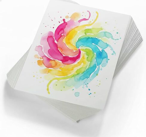 200 Sheets (8.5"" x11) - Premium Watercolor Paper - 220 GSM - Loose White Sheets - Ideal for Water Coloring, Sketching, Drawing, Craft, Art & Mixed Media. Bulk Pack of Paint Paper in Kuwait