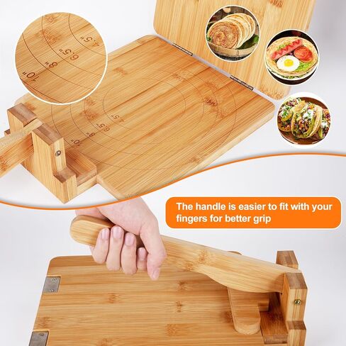 Premium Wooden Tortilla Press 10 Inch With 50 Pieces Parchment Paper | Tortilla Maker With 50 Pieces Parchment Paper For Tortillas Roti Burrito, Mexican Tacos, Patacones Square in Saudi Arabia