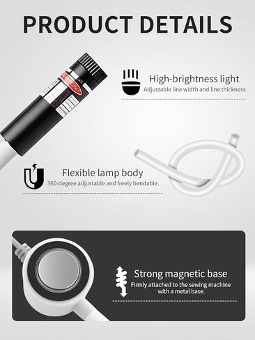 Magnetic Positioning Quilting Light for Sewing Machine Laser Miter Saw Seam Accessories Guide Stitch Straight Line Red with Accurate Alignment Sticker Heat Press Marking System Lazer (Crosslight-Plug) in Saudi Arabia