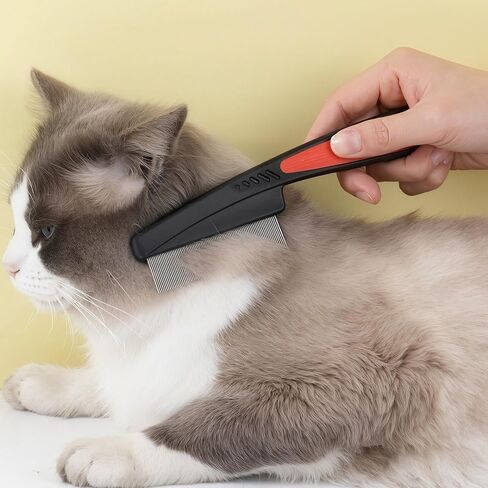Black Flea Comb for Dogs and Cats Fine Tooth Grooming Tool for Pets Daily Coat and Hair Care in Saudi Arabia