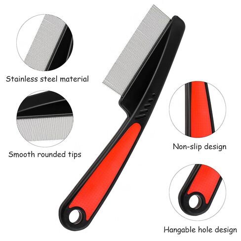 Black Flea Comb for Dogs and Cats Fine Tooth Grooming Tool for Pets Daily Coat and Hair Care in Saudi Arabia