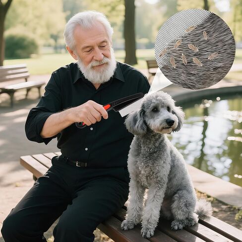 Black Flea Comb for Dogs and Cats Fine Tooth Grooming Tool for Pets Daily Coat and Hair Care in Saudi Arabia