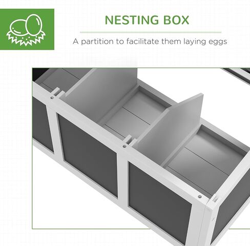 PawHut Wooden Chicken Coop, Chicken Tractor for 6 Chickens, Outdoor Poultry Cage Rabbit Hutch Duck Coop Hen House with Nesting Box, Tray, Windows, Dark Gray in Saudi Arabia