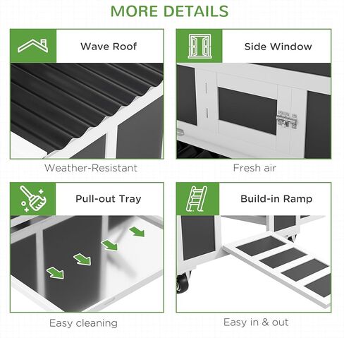 PawHut Wooden Chicken Coop, Chicken Tractor for 6 Chickens, Outdoor Poultry Cage Rabbit Hutch Duck Coop Hen House with Nesting Box, Tray, Windows, Dark Gray in Saudi Arabia