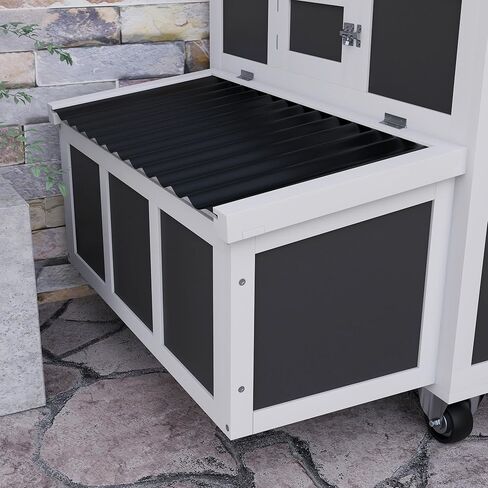 PawHut Wooden Chicken Coop, Chicken Tractor for 6 Chickens, Outdoor Poultry Cage Rabbit Hutch Duck Coop Hen House with Nesting Box, Tray, Windows, Dark Gray in Saudi Arabia