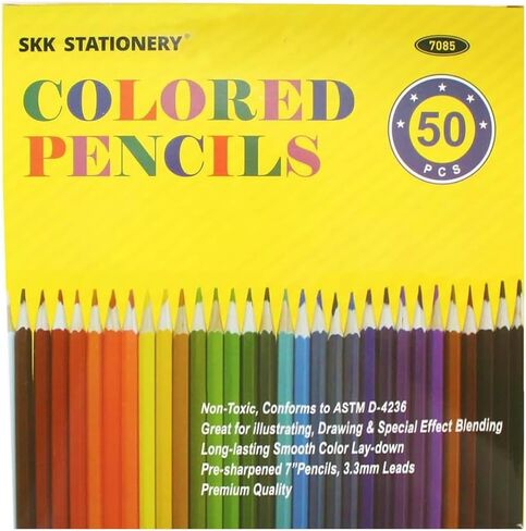 50 قطعة من أقلام الرصاص الملونة من SKKSTATIONERY، 50 لونًا نابضًا بالحياة، أقلام رسم للرسم والفنون وكتب التلوين وهدايا عيد الميلاد للعودة إلى المدرسة in Kuwait