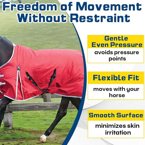 6 Pcs Horse Blanket Leg Straps - Elastic Replacement Straps with Double-Ended Quick Clips 20" Adjustable Stretchy Leg & Tail Straps, Horse Supplies Fit for Winter Turnout Rugs & Stall Buckets (Medium) in Kuwait