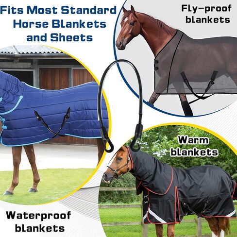 6 Pcs Horse Blanket Leg Straps - Elastic Replacement Straps with Double-Ended Quick Clips 20" Adjustable Stretchy Leg & Tail Straps, Horse Supplies Fit for Winter Turnout Rugs & Stall Buckets (Medium) in Kuwait