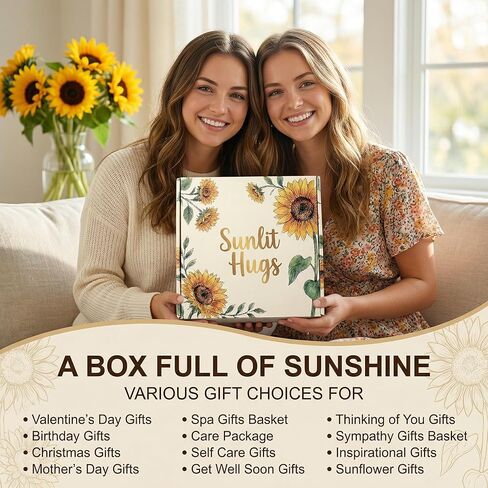 Gift Baskets for Women - Sunflower Self Care Gift Set w/Sunlit Hugs, Flannel Blanket, 304 Tumbler & Spa Kit - Birthday/Get Well/Thinking of You Gifts in Saudi Arabia