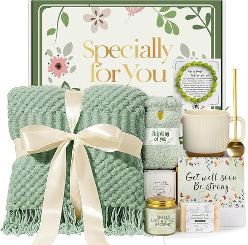 Get Well Soon Gift Baskets for Women, After Surgery Recovery Care Package for Women, Thinking of You, Feel Better Encouragement Gift Box, Comfort Gifts for Sick Friend in Saudi Arabia