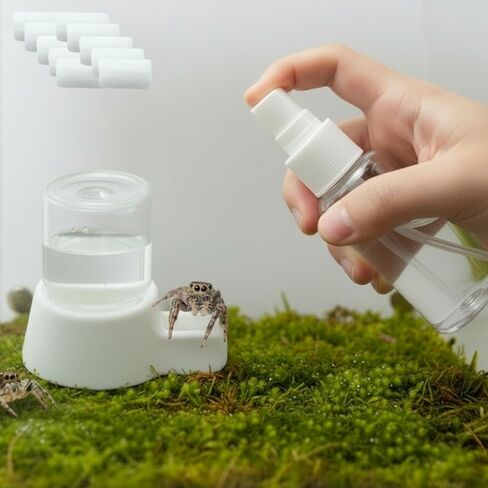 Jumping Spider Water Dispenser Enclosure Accessories, Mini Water Dispenser and Mist Bottle with 10 Replace Cotton Cores, Jumping Spider Habitat Decoration Tarantula Enclosure Accessories (White, 5 ML) in Saudi Arabia