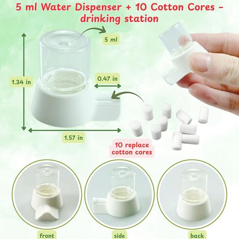 Jumping Spider Water Dispenser Enclosure Accessories, Mini Water Dispenser and Mist Bottle with 10 Replace Cotton Cores, Jumping Spider Habitat Decoration Tarantula Enclosure Accessories (White, 5 ML) in Kuwait