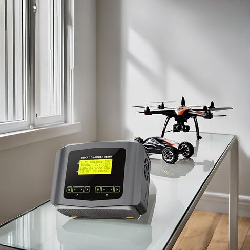 شاحن بطارية LiPo بشاشة كبيرة ومفرغ شاحن RC مزدوج 10 أمبير شاحن بطارية سريع التوازن لـ 1-6S LiPo LiHV Li-ion Life 1-15S NiCD NiMH PB بطاريات ذكية RC سيارة بدون طيار (رمادي) in Kuwait