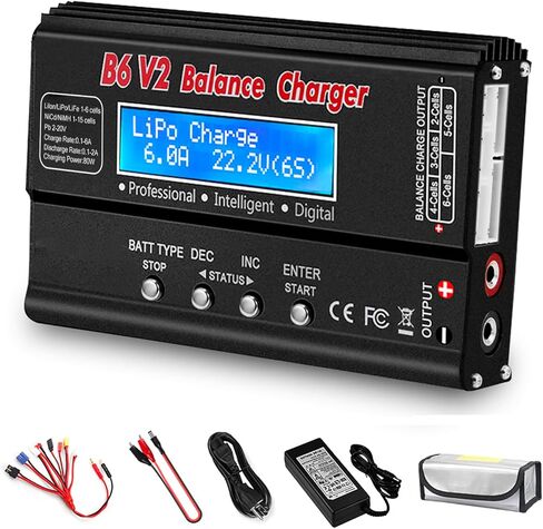 LiPo Battery Charger Large Screen Dual RC Charger Discharger 10A Fast Balance Battery Charger for 1-6S LiPo LiHV Li-ion Life 1-15S NiCD NiMH PB Smart Batteries RC Car Drone (Gray) in Saudi Arabia