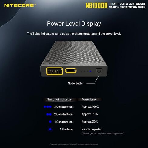 Nitecore Combo NB10000-GEN3 & NB10000 Silver NB10000 10,000mAh Ultra Lightweight Carbon Fiber PowerCharger Combo w/Eco-Sensa USB-C Charging Cable in Saudi Arabia