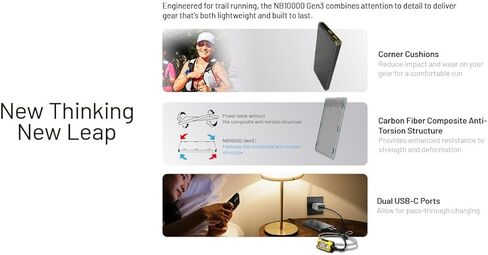 Nitecore Combo NB10000-GEN3 & NB10000 Silver NB10000 10,000mAh Ultra Lightweight Carbon Fiber PowerCharger Combo w/Eco-Sensa USB-C Charging Cable in Saudi Arabia