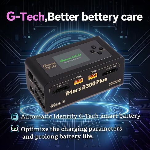 IMARS D300 Plus Gens Ace Lipo شاحن بطارية G-Tech Series Dual Lipo Balance Charger AC 300W DC 700W 16A شاحن ذكي لبطاريات ليبو 1s~6s، Life/NiCd/MH/LiHV، التوصيل والتشغيل (أسود) in Kuwait