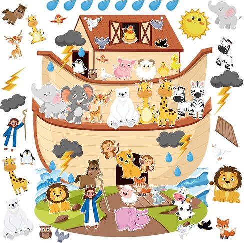 مجموعة Cinrobiye Noah's Ark Craft Kit مجموعة أدوات يدوية لمشهد الحيوان لسفينة نوح DIY مجموعة قصص الكتاب المقدس المسيحية للكنيسة VBS أنشطة المشروعات الفنية لمدرسة الأحد هدايا المعمودية لوازم الحفلات الدينية in Saudi Arabia