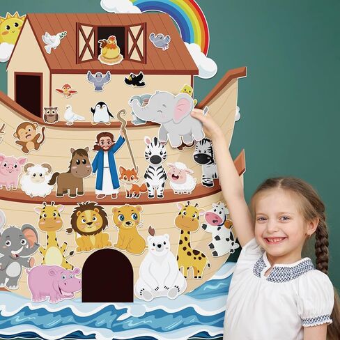 مجموعة Cinrobiye Noah's Ark Craft Kit مجموعة أدوات يدوية لمشهد الحيوان لسفينة نوح DIY مجموعة قصص الكتاب المقدس المسيحية للكنيسة VBS أنشطة المشروعات الفنية لمدرسة الأحد هدايا المعمودية لوازم الحفلات الدينية in Saudi Arabia