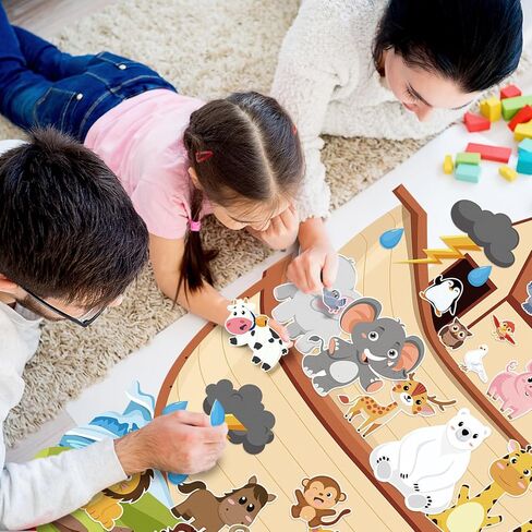 مجموعة Cinrobiye Noah's Ark Craft Kit مجموعة أدوات يدوية لمشهد الحيوان لسفينة نوح DIY مجموعة قصص الكتاب المقدس المسيحية للكنيسة VBS أنشطة المشروعات الفنية لمدرسة الأحد هدايا المعمودية لوازم الحفلات الدينية in Saudi Arabia