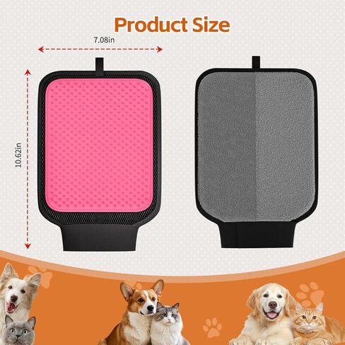 Dual-Sided Pet Hair Removal Glove, Pet Hair Remover with Adjustable Wrist Strap, Soft Silicone Shedding Brush for Dogs & Cats, Pet Hair Gloves for Couch, Carpet, Clothing (Pink) in Saudi Arabia