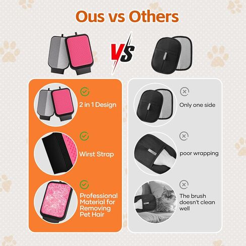 Dual-Sided Pet Hair Removal Glove, Pet Hair Remover with Adjustable Wrist Strap, Soft Silicone Shedding Brush for Dogs & Cats, Pet Hair Gloves for Couch, Carpet, Clothing (Pink) in Saudi Arabia