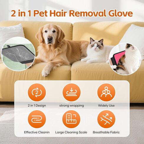Dual-Sided Pet Hair Removal Glove, Pet Hair Remover with Adjustable Wrist Strap, Soft Silicone Shedding Brush for Dogs & Cats, Pet Hair Gloves for Couch, Carpet, Clothing (Pink) in Saudi Arabia