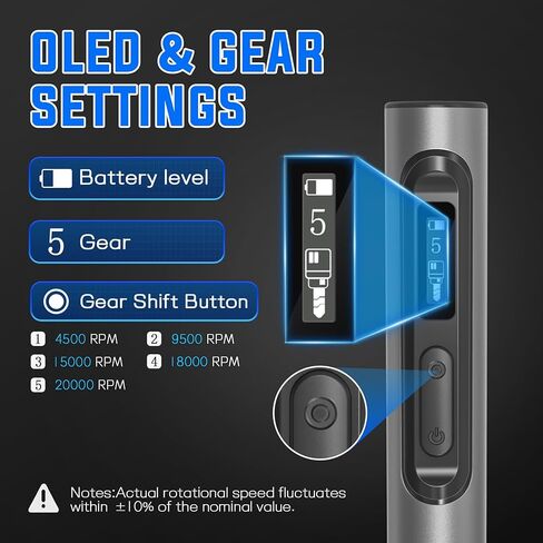 Cordless Engraving Pen for Jewelry Making and 3D Print Finishing, Mini Rotary Tool with OLED and One-Key Pause, High Precision Portable Carving Kit with 30 Bits, Ideal Creative Gift for DIY Artists in Saudi Arabia