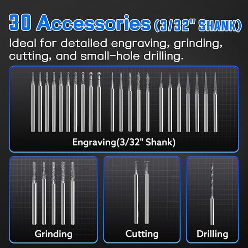 Cordless Engraving Pen for Jewelry Making and 3D Print Finishing, Mini Rotary Tool with OLED and One-Key Pause, High Precision Portable Carving Kit with 30 Bits, Ideal Creative Gift for DIY Artists in Saudi Arabia