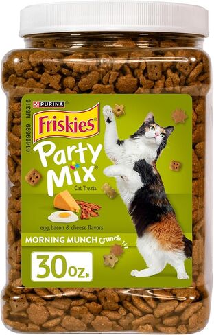 Purina Friskies Party Mix Morning Munch Crunch Egg, Bacon and Cheese Flavors Cat Treats - 30 oz Canister in Saudi Arabia