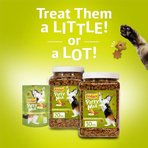 Purina Friskies Party Mix Morning Munch Crunch Egg, Bacon and Cheese Flavors Cat Treats - 30 oz Canister in Saudi Arabia