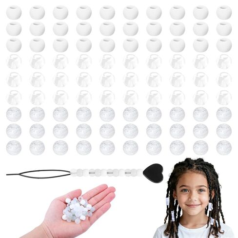 100PCS Glitter Silicone Hair Beads, Shimmery Pony Beads for Braids, 6 Colors Small Soft Hair Accessories, Hair Glitter for kids Girls for Party, Daily, festival in Saudi Arabia
