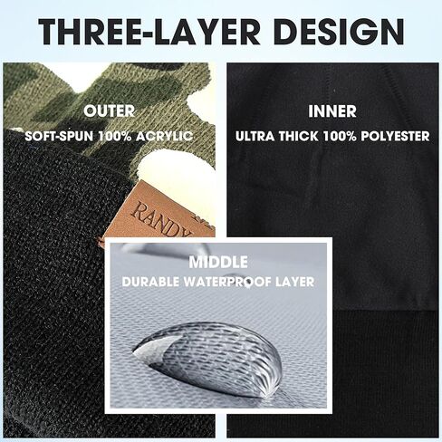 قبعة صغيرة مقاومة للماء من راندي صن، قبعة شتوية محبوكة مترهلة للاستخدام اليومي سميكة وناعمة ودافئة مضادة للأشعة فوق البنفسجية متوسطة/كبيرة، عبوة واحدة in Kuwait