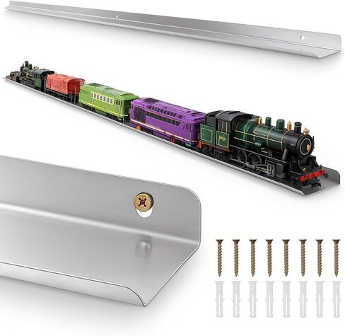 2 Pack 8 ft O Ho N Scale Train Display Shelf Set Trains Shelving O Gauge Trains Stainless Steel Floating Ledges for Living Room Office Gauge Model Railroad Train Shelf with 8 Screw Accessory in Saudi Arabia