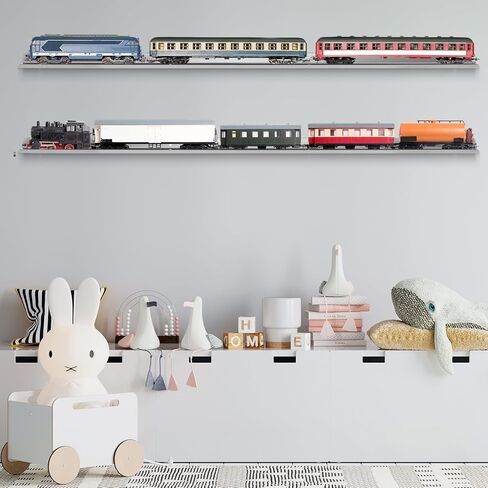 2 Pack 8 ft O Ho N Scale Train Display Shelf Set Trains Shelving O Gauge Trains Stainless Steel Floating Ledges for Living Room Office Gauge Model Railroad Train Shelf with 8 Screw Accessory in Saudi Arabia
