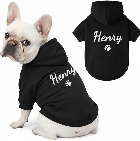 Personalized Name Dog Hoodie, Embroidery Pet Sweaters for Small Dogs, Customized Pet Clothes Warm Winter Outfit for Dogs, Bright Puppy Sweatshirt, Pets Birthday Outfit, Dog Lovers Gifts in Saudi Arabia
