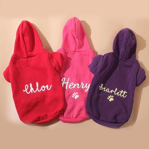 Personalized Name Dog Hoodie, Embroidery Pet Sweaters for Small Dogs, Customized Pet Clothes Warm Winter Outfit for Dogs, Bright Puppy Sweatshirt, Pets Birthday Outfit, Dog Lovers Gifts in Saudi Arabia