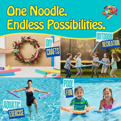 Oodles of Noodles Deluxe Rainbow Swimming Pool Noodles Foam- Pack of 25 - Approx. 48 inch x 2.5 inch Multi-Purpose Foam Tubes, Pool Floats for Water Fun, Exercise, Crafts, Padding, Insulation & More in Saudi Arabia