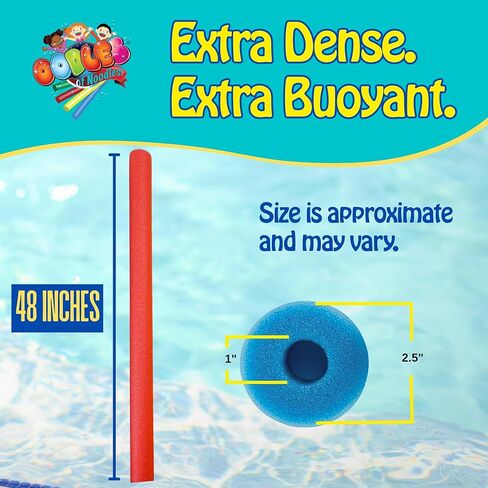 Oodles of Noodles Deluxe Rainbow Swimming Pool Noodles Foam- Pack of 25 - Approx. 48 inch x 2.5 inch Multi-Purpose Foam Tubes, Pool Floats for Water Fun, Exercise, Crafts, Padding, Insulation & More in Saudi Arabia